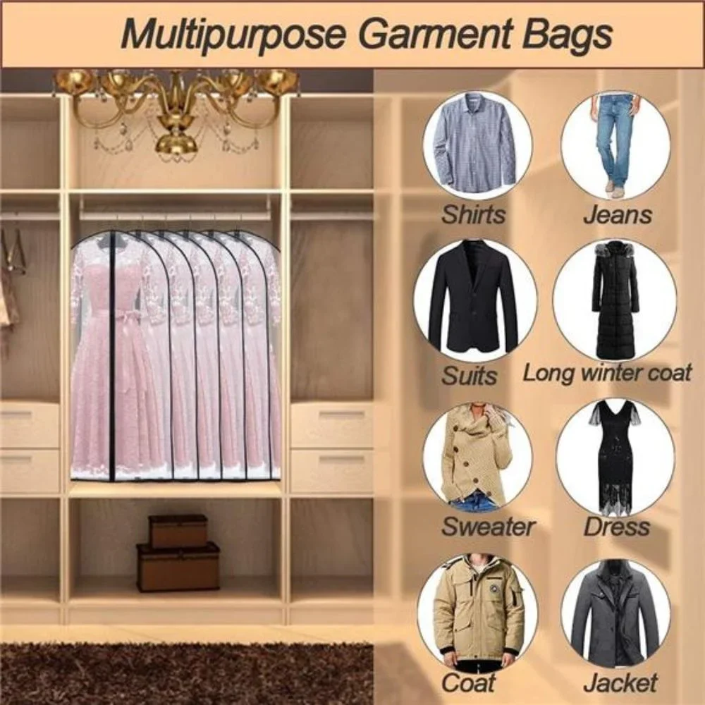 Garment Bags Cover for Storage 24''x60 '' (Set of 6)Foldable Washable Dress Bags